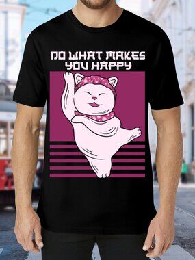 Do What Makes You Happy Pink Lucky Cat Graphic Tee